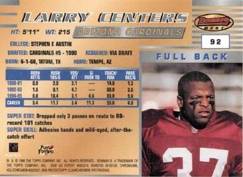 1996 Bowman's Best #92 Larry Centers Back