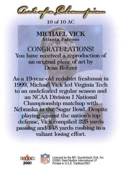 2001 Fleer Tradition - Art of a Champion #10 AC Michael Vick Back