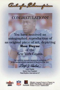 2001 Fleer Tradition - Art of a Champion Autographs #NNO Ron Dayne Back