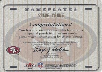 2001 Fleer Tradition Glossy - Nameplates #NNO Steve Young Back