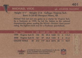 2001 Fleer Tradition Glossy - Rookie Minis #401 Michael Vick Back