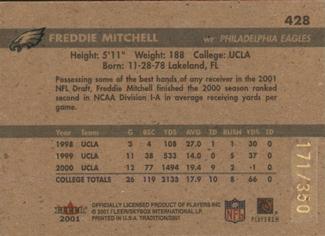 2001 Fleer Tradition Glossy - Rookie Minis #428 Freddie Mitchell Back