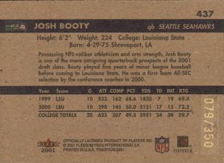 2001 Fleer Tradition Glossy - Rookie Minis #437 Josh Booty Back