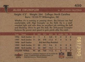 2001 Fleer Tradition Glossy - Rookie Minis #450 Alge Crumpler Back
