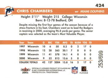 2001 Fleer Tradition Glossy - Rookie Stickers #424 Chris Chambers Back