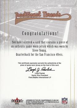 2001 Fleer Tradition Glossy - Traditional Threads #NNO Steve Young Back