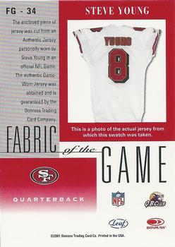 2001 Leaf Certified Materials - Fabric of the Game Bronze #FG-34 Steve Young Back