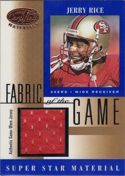 2001 Leaf Certified Materials - Fabric of the Game Bronze #FG-56 Jerry Rice Front