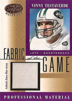 2001 Leaf Certified Materials - Fabric of the Game Bronze #FG-146 Vinny Testaverde Front