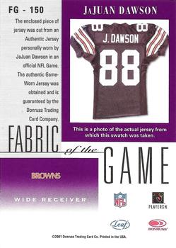 2001 Leaf Certified Materials - Fabric of the Game Bronze #FG-150 JaJuan Dawson Back