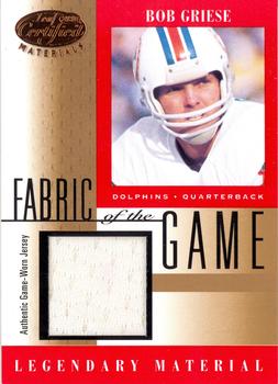 2001 Leaf Certified Materials - Fabric of the Game Bronze #FG-4 Bob Griese Front