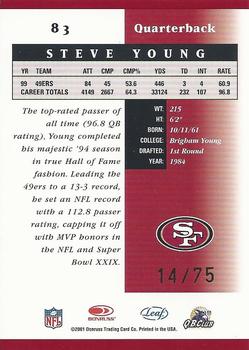 2001 Leaf Certified Materials - Mirror Red #83 Steve Young Back