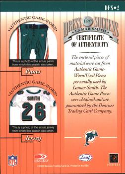 2001 Leaf Rookies & Stars - Dress For Success #DFS-2 Lamar Smith Back