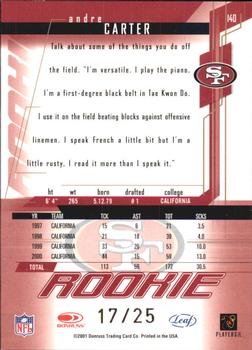 2001 Leaf Rookies & Stars - Longevity #140 Andre Carter Back