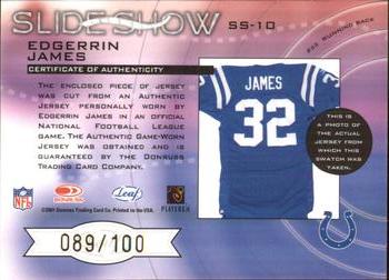 2001 Leaf Rookies & Stars - Slideshow #SS-10 Edgerrin James Back
