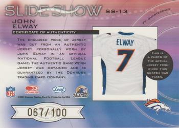 2001 Leaf Rookies & Stars - Slideshow #SS-13 John Elway Back