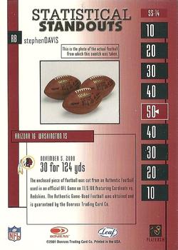 2001 Leaf Rookies & Stars - Statistical Standouts #SS-14 Stephen Davis Back