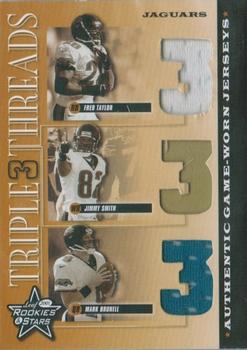 2001 Leaf Rookies & Stars - Triple Threads #TT-2 Fred Taylor / Jimmy Smith / Mark Brunell Front