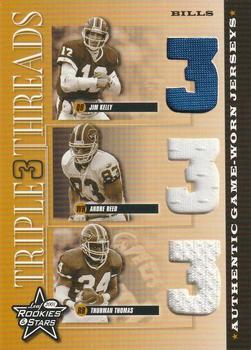2001 Leaf Rookies & Stars - Triple Threads #TT-9 Jim Kelly / Thurman Thomas / Andre Reed Front