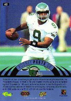 1996 Classic NFL Experience #42 Rodney Peete Back
