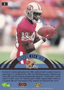 1996 Classic NFL Experience #2 Jerry Rice Back