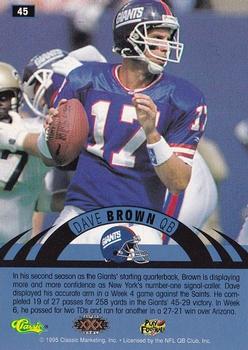 1996 Classic NFL Experience #45 Dave Brown Back