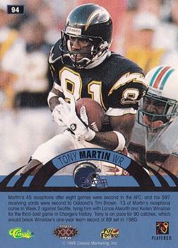 1996 Classic NFL Experience #94 Tony Martin Back