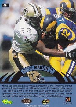 1996 Classic NFL Experience #98 Wayne Martin Back
