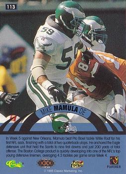 1996 Classic NFL Experience #113 Mike Mamula Back