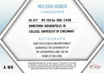 2023 SAGE HIT - Autographs Silver (High Series) #A-WH Wilson Huber Back
