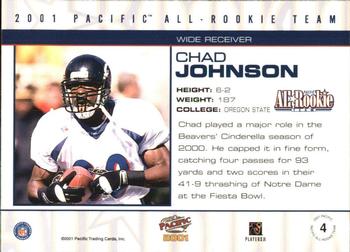 2001 Pacific - All-Rookie Team #4 Chad Johnson Back