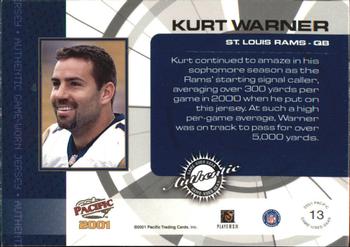 2001 Pacific - Game Gear #13 Kurt Warner Back