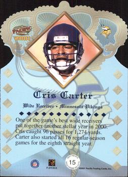 2001 Pacific - Gold Crown Die Cuts #15 Cris Carter Back