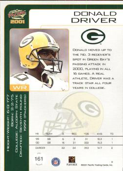2001 Pacific - Hobby LTD #161 Donald Driver Back