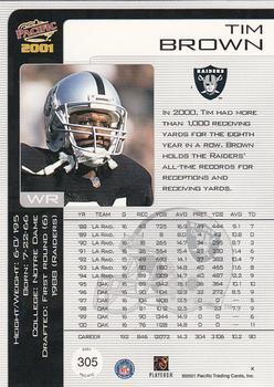 2001 Pacific - Premiere Date #305 Tim Brown Back