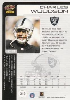 2001 Pacific - Premiere Date #319 Charles Woodson Back