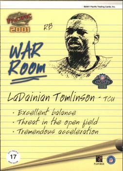 2001 Pacific - War Room #17 LaDainian Tomlinson Back
