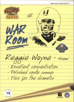 2001 Pacific - War Room #19 Reggie Wayne Back