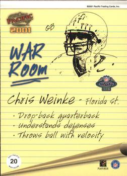 2001 Pacific - War Room #20 Chris Weinke Back