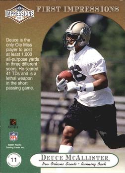 2001 Pacific Canvas Impressions - First Impressions #11 Deuce McAllister Back
