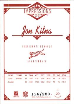 2001 Pacific Canvas Impressions - Hobby Red Backs #29 Jon Kitna Back
