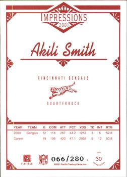 2001 Pacific Canvas Impressions - Hobby Red Backs #30 Akili Smith Back