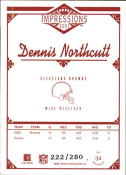 2001 Pacific Canvas Impressions - Hobby Red Backs #34 Dennis Northcutt Back