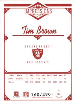 2001 Pacific Canvas Impressions - Hobby Red Backs #97 Tim Brown Back