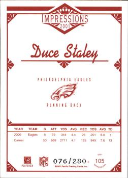 2001 Pacific Canvas Impressions - Hobby Red Backs #105 Duce Staley Back