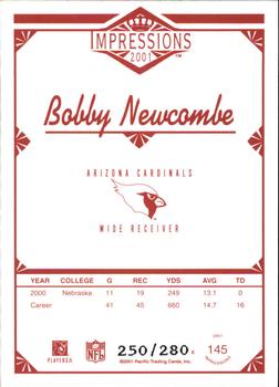 2001 Pacific Canvas Impressions - Hobby Red Backs #145 Bobby Newcombe Back