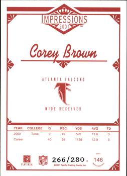 2001 Pacific Canvas Impressions - Hobby Red Backs #146 Corey Brown Back