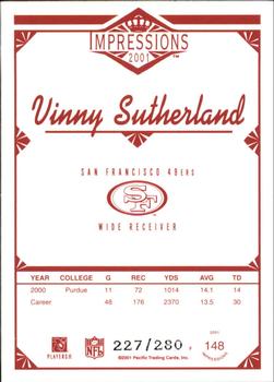 2001 Pacific Canvas Impressions - Hobby Red Backs #148 Vinny Sutherland Back
