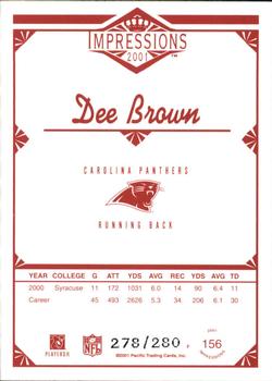 2001 Pacific Canvas Impressions - Hobby Red Backs #156 Dee Brown Back