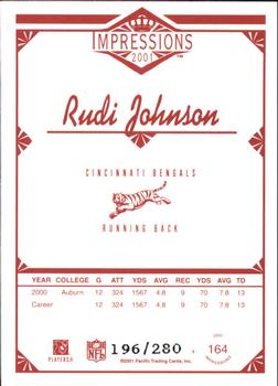 2001 Pacific Canvas Impressions - Hobby Red Backs #164 Rudi Johnson Back